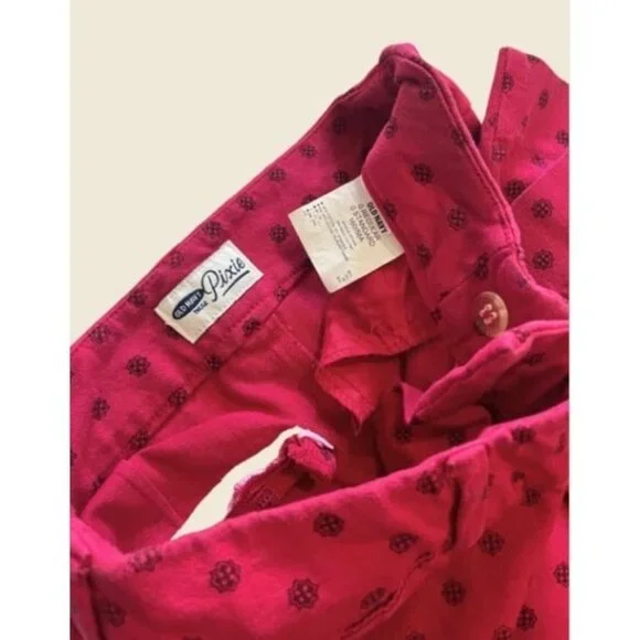 Old Navy Dark Fuchsia and Black Print Pixie Pants Size 0 - Picture 2 of 3